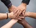 Diverse Hands United in Teamwork and Collaboration Royalty Free Stock Photo