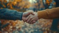 Diverse handshake symbolizes unity, collaboration, success, teamwork, respect, equality, trust. AIG53M Royalty Free Stock Photo