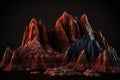 diverse high red rock formations on dark background