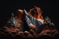 diverse high red rock formations on dark background