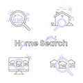 Diverse Home Search Concepts, Property Quest. The house search icon offers various concepts for finding the perfect property,