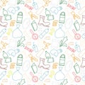 Diverse household trash seamless pattern