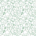 Diverse household trash seamless pattern