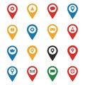 Diverse Icon Set of Colored Map Pointers for Service Identification Royalty Free Stock Photo