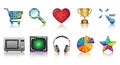 Diverse icons collection arrayed evenly against clean white background Royalty Free Stock Photo