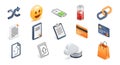 Diverse isometric icons of web, mobile, and e-commerce concept presented Royalty Free Stock Photo