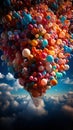 Diverse journey: Vibrant balloons soar. Created with Generative AI