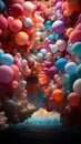 Diverse journey: Vibrant balloons soar. Created with Generative AI