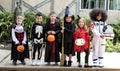 Diverse kids in Halloween costumes Royalty Free Stock Photo