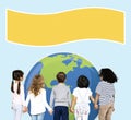 Diverse kids protecting the world for an environment awareness campaign