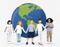 Diverse kids spreading environmental awareness