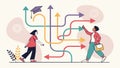 Diverse Learners Navigating Complex Educational Pathways, vector design Generative AI Royalty Free Stock Photo