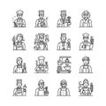 Diverse Line Art Illustrations of Various Professions and Occupations Royalty Free Stock Photo