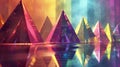 A diverse lineup of pyramids reflect a multitude of shades creating a symphony of color
