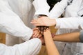 Diverse Medical Staff Team Hands Stack