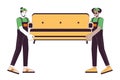 Diverse men furniture movers line cartoon flat illustration