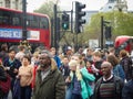 Pedestrians crossing Bridge street in London, near Big Ben and Westminster