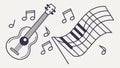 Diverse Music Elements: Guitar, Piano, Sheet Music, Creative Art, vector design Generative AI Royalty Free Stock Photo