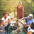 Diverse Neighbors Drinking Party Yard Concept Royalty Free Stock Photo