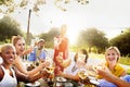 Diverse Neighbors Drinking Party Yard Concept