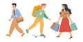 Diverse passerby people walk on city street vector Royalty Free Stock Photo