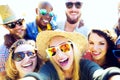 Diverse People Beach Summer Friends Fun Selfie Concept Royalty Free Stock Photo