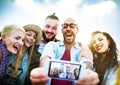 Diverse People Beach Summer Friends Fun Selfie Concept