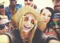 Diverse People Beach Summer Friends Fun Selfie Concept Royalty Free Stock Photo