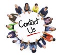 Diverse People in a Circle with Contact Us Concept Royalty Free Stock Photo