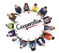 Diverse People in a Circle with Cooperation Concept Royalty Free Stock Photo