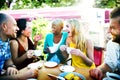 Diverse People Coffee Shop Outdoors Chat Concept Royalty Free Stock Photo