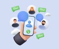 Diverse people, communcation and talking group of friends having a video chat on smartphone. Online conference Royalty Free Stock Photo