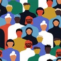 Diverse people crowd cartoon seamless pattern Royalty Free Stock Photo