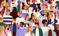 Diverse people in crowd. International multiracial society. Lot of different casual citizens together. Social diversity Royalty Free Stock Photo