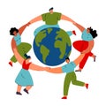 Diverse people is dancing around the Earth globe Royalty Free Stock Photo