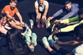 Diverse people exercising at fitness gym