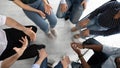 Diverse people group sitting in circle on mental therapy session Royalty Free Stock Photo