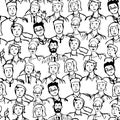 Diverse people in hand draw doodle style seamless pattern illustration