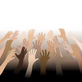 Diverse People Hands Reach Up Out to Copy Space