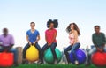 Diverse People Happiness Friendship Bouncing Ball Concept Royalty Free Stock Photo