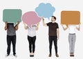 Diverse people holding empty speech bubbles Royalty Free Stock Photo