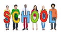 DIverse People Holding Text School Royalty Free Stock Photo