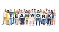 Diverse People Holding Word Teamwork Royalty Free Stock Photo