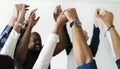 Diverse people joining hands together success and celebration concept Royalty Free Stock Photo