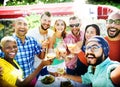 Diverse People Luncheon Outdoors Food Concept Royalty Free Stock Photo