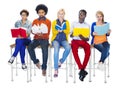 Diverse People Reading Books on White Background Royalty Free Stock Photo