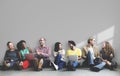 Diverse people sitting and hanging out