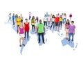 Diverse People Standing On World Map Royalty Free Stock Photo