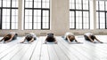 Diverse people stretching in Child pose at group yoga lesson Royalty Free Stock Photo