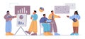 Diverse people team work with analytic data